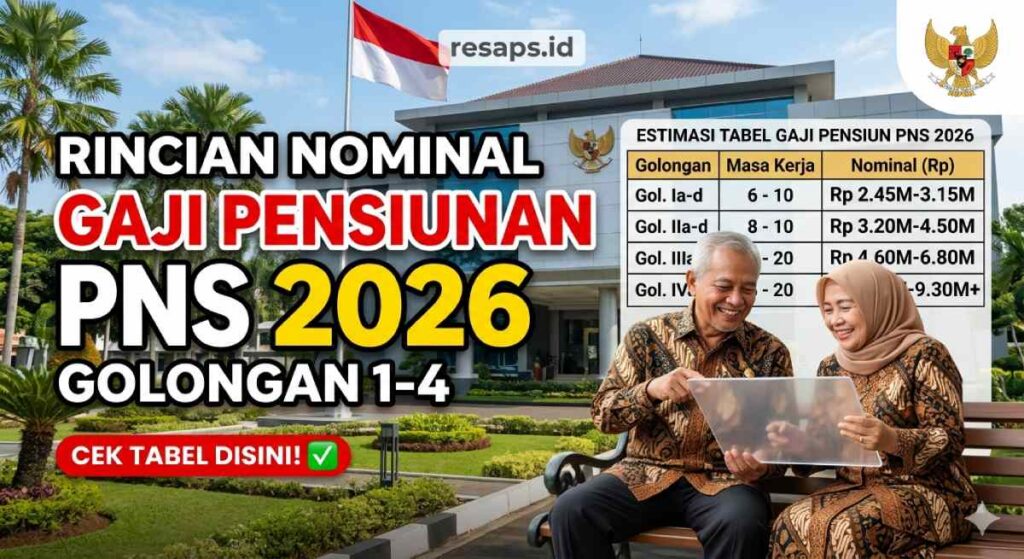 Rincian Nominal gaji pensiunan pns 2026 Golongan 1-4, Cek Tabel Disini!